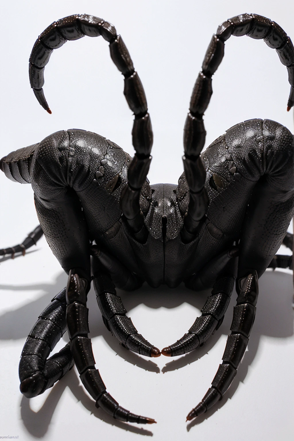 Scorpion.Realistic black scorpion on white background. TOP VEIW 