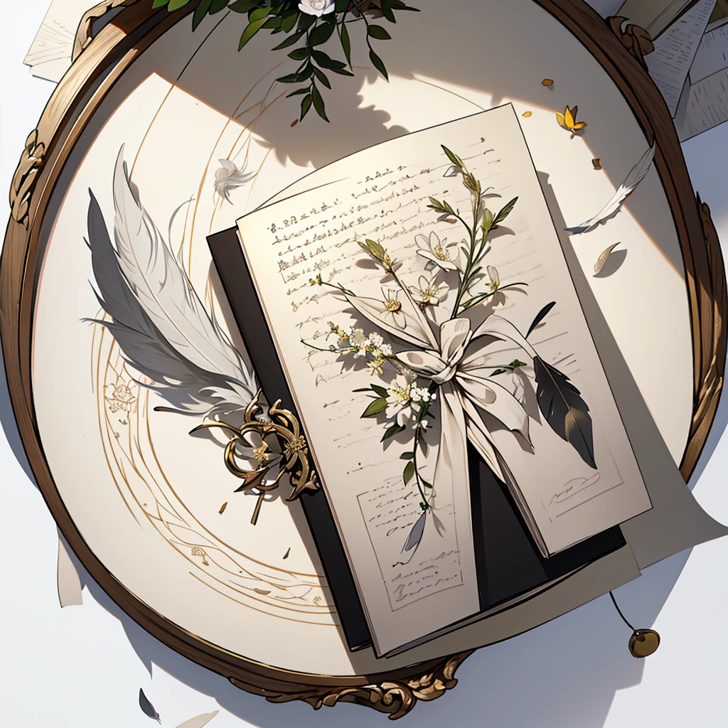 A minimalist design that combines symbols of knowledge (like a feather, a book, or a parchment) with elements of nature (como folhas, flowers or stones), representing the wisdom hidden in simplicity.