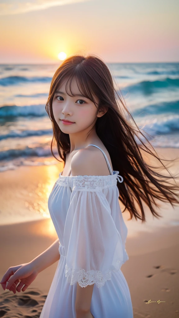 Realistic,fine quality detailed picture,Best quality,high-resolution,1 beautiful girl,feminine,beach