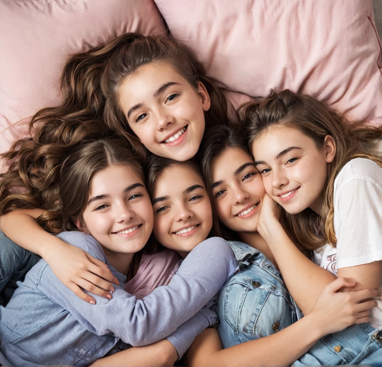 3 different cute agers cuddling together