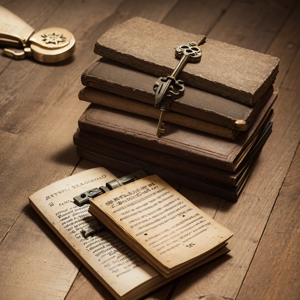 An image of a half-open old book with an old key next to it, representing access to hidden knowledge.
