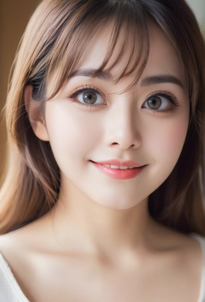 beautiful big eyes 2 girsl gigantic breasts massive breasts huge breasts dramatic pose vibrant color cute smile cute face, asymmetrical docking, intimate embrace, best quality, beautiful, film grain