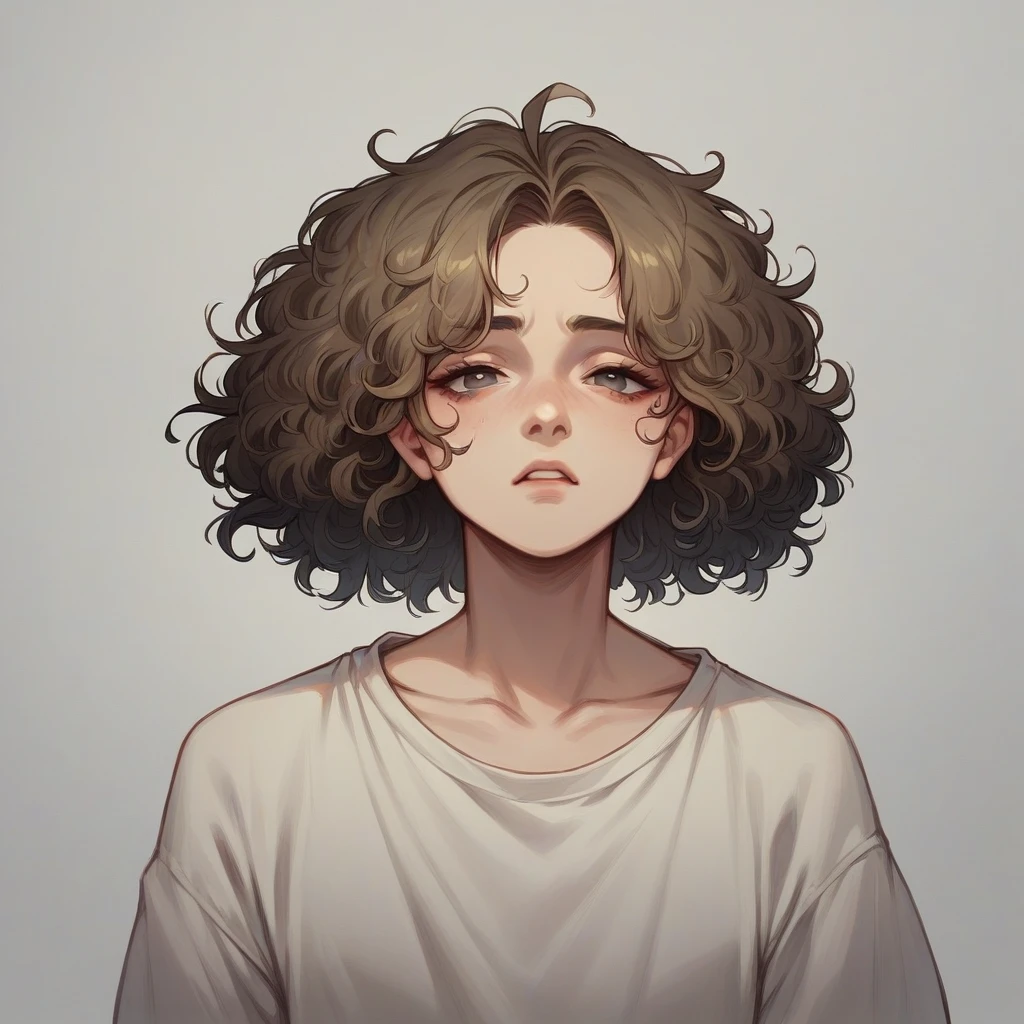 11-year-old girl with dark blonde curly hair and a stray dog