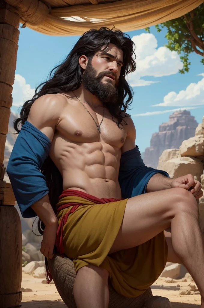 Generate Disney Pixar-style images about the story of Samson from the Old Testament of the Bible 