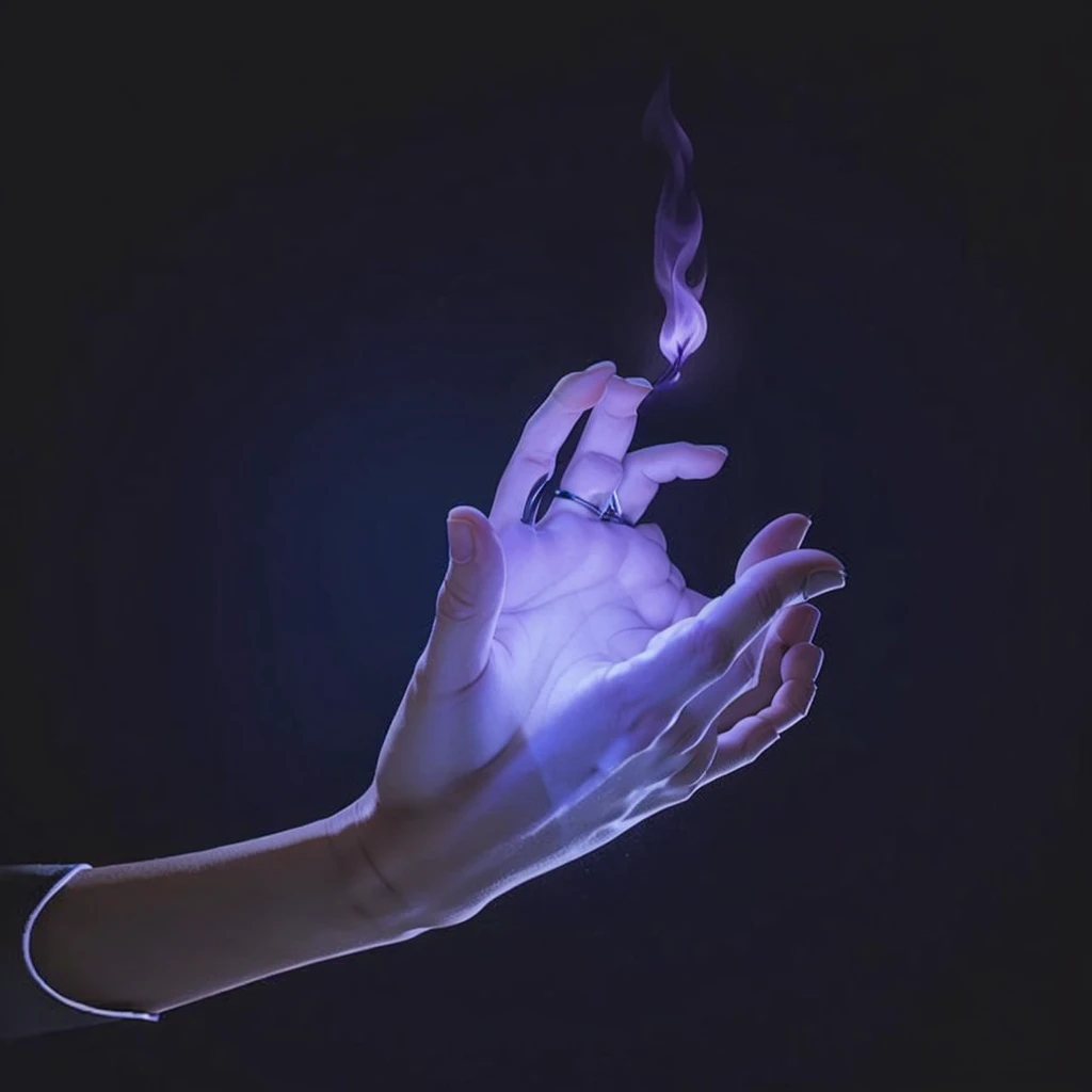 Hand falling to catch the Violet flame 