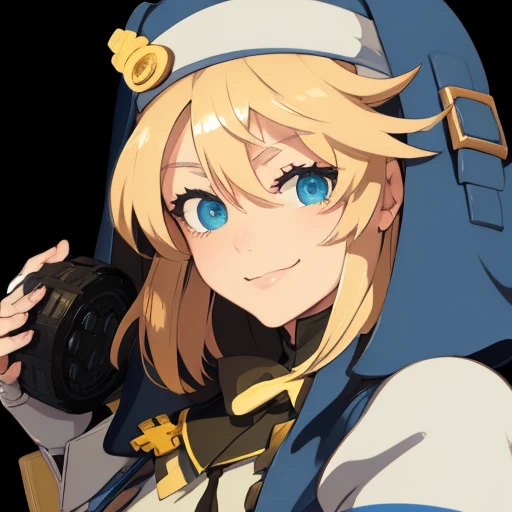 Bridget from guilty gear, close-up looking at the camera, slight smile