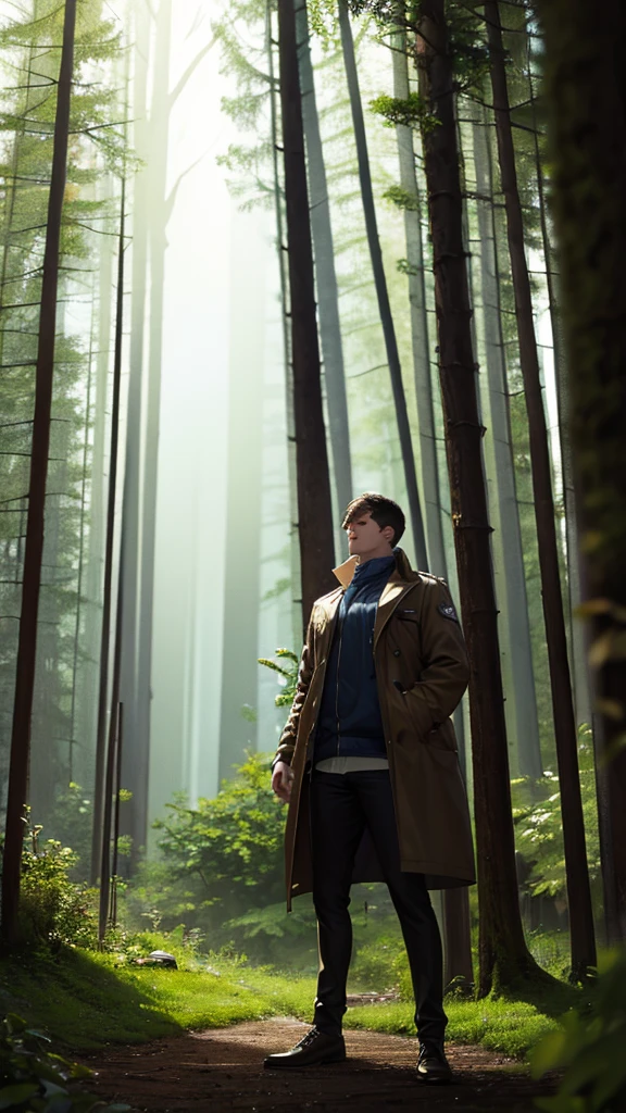 Man meets several people in the forest
