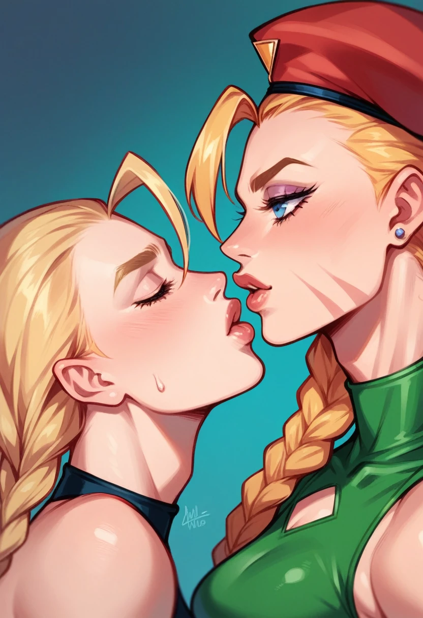 Jojo's drawing style, 2girls,  cammy and Garnet opening her Ânus Kissing