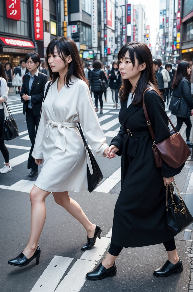 Make a woman walking in Tokyo