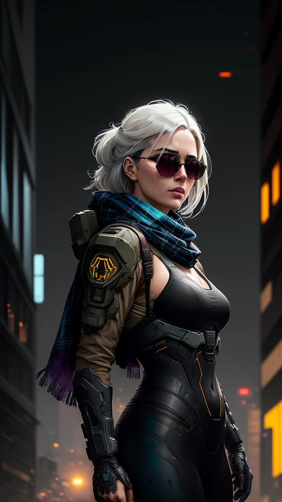 (dark shot:1.1), epic realistic, portrait of halo, sunglasses, blue eyes, tartan scarf, white hair by atey ghailan, by greg rutkowski, by greg tocchini, by james gilleard, by joe fenton, by kaethe butcher, gradient yellow, black, brown and magenta color scheme, grunge aesthetic!!! graffiti tag wall background, art by greg rutkowski and artgerm, soft cinematic light, adobe lightroom, photolab, hdr, intricate, highly detailed, (depth of field:1.4), faded, (neutral colors:1.2), (hdr:1.4), (muted colors:1.2), hyperdetailed, (artstation:1.4), cinematic, warm lights, dramatic light, (intricate details:1.1), complex background, (rutkowski:0.66), (teal and orange:0.4)