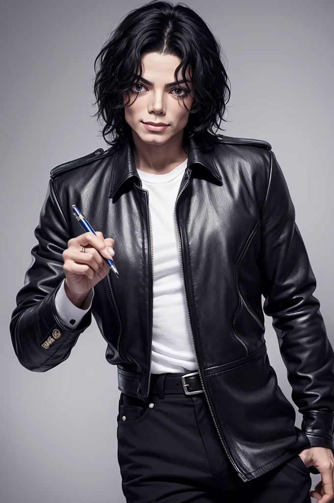 Michael Jackson holding a pen 