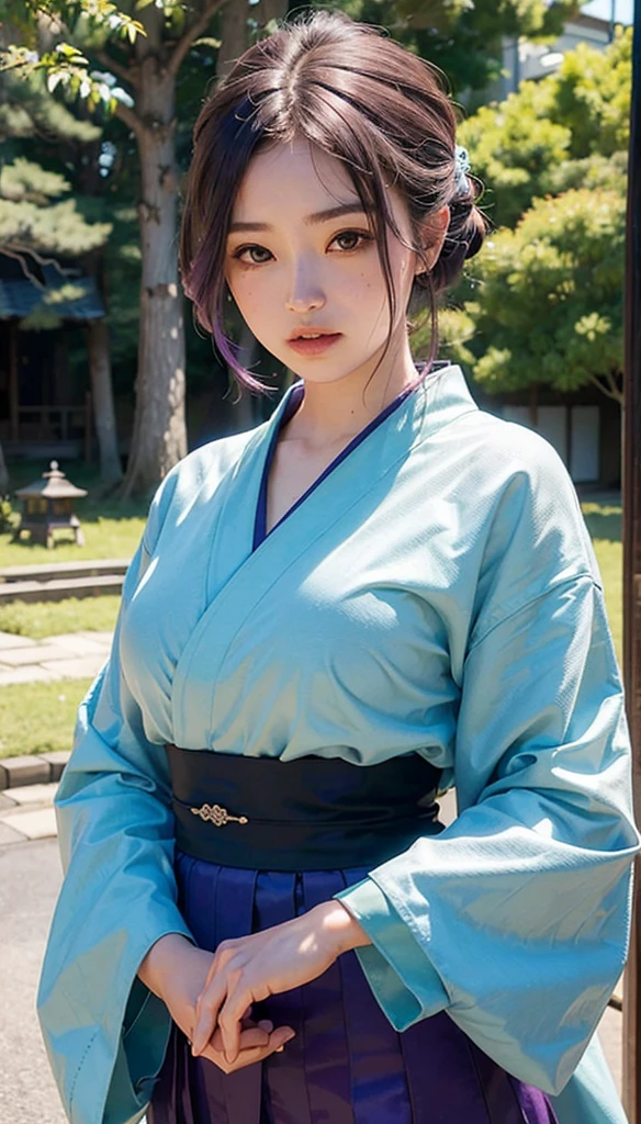 (1girl:1.3),solo,__body-parts__,
official art, unity 8k wallpaper, ultra detailed, beautiful and aesthetic, beautiful, masterpiece, best quality,in japan event , Tranquil Mood, Soft Shading,
blue kimono, purple hair
