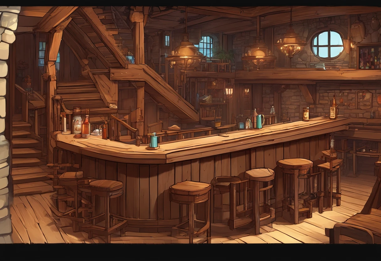 absurderes, Best Quality, Fantasy, isometry, Norlin Style (Interior of miniature wooden bar:1.2), Wood, a chair,The table,dual,pub,stairway,The table, (Simple background:1.2)a multidimensional cozy tavern, Highly detailed concept art, Fantastic tavern setting, Complex and detailed environments, Beautiful detailed concept art, colored concept art, High rendering.Illustration of a room with stairs and a table, a multidimensional cozy tavern, Highly detailed concept art, Fantastic tavern setting, Highly detailed concept art, Highly detailed concept art, Tavern background, Detailed conceptual diagram, concept-art!, Inside the tavern, concept-art!!, Complex and detailed environments, Beautiful detailed concept art, colored concept art, concept-art , High rendering,4K,concept-art