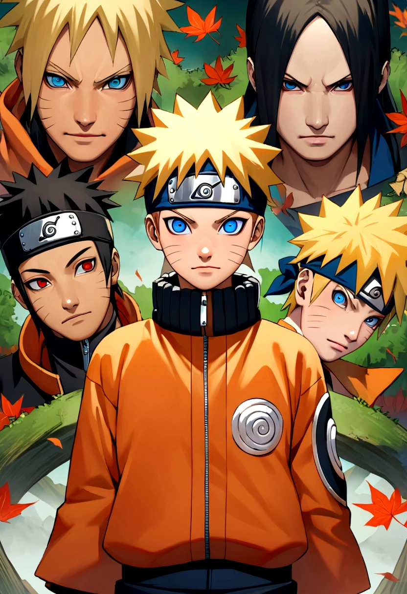 Naruto Uzumaki, a realistically depicted anime character in a cinematic Japanese setting, is portrayed with intricate detail and vivid colors that leap off the screen. The image showcases Naruto's iconic spiky blonde hair, bright blue eyes brimming with determination, and his trademark orange jumpsuit adorned with intricate leaf symbols. The high-quality digital painting captures every emotion etched on Naruto's face, from fierce determination to gentle compassion, immersing the viewer in the captivating world of ninja adventures.