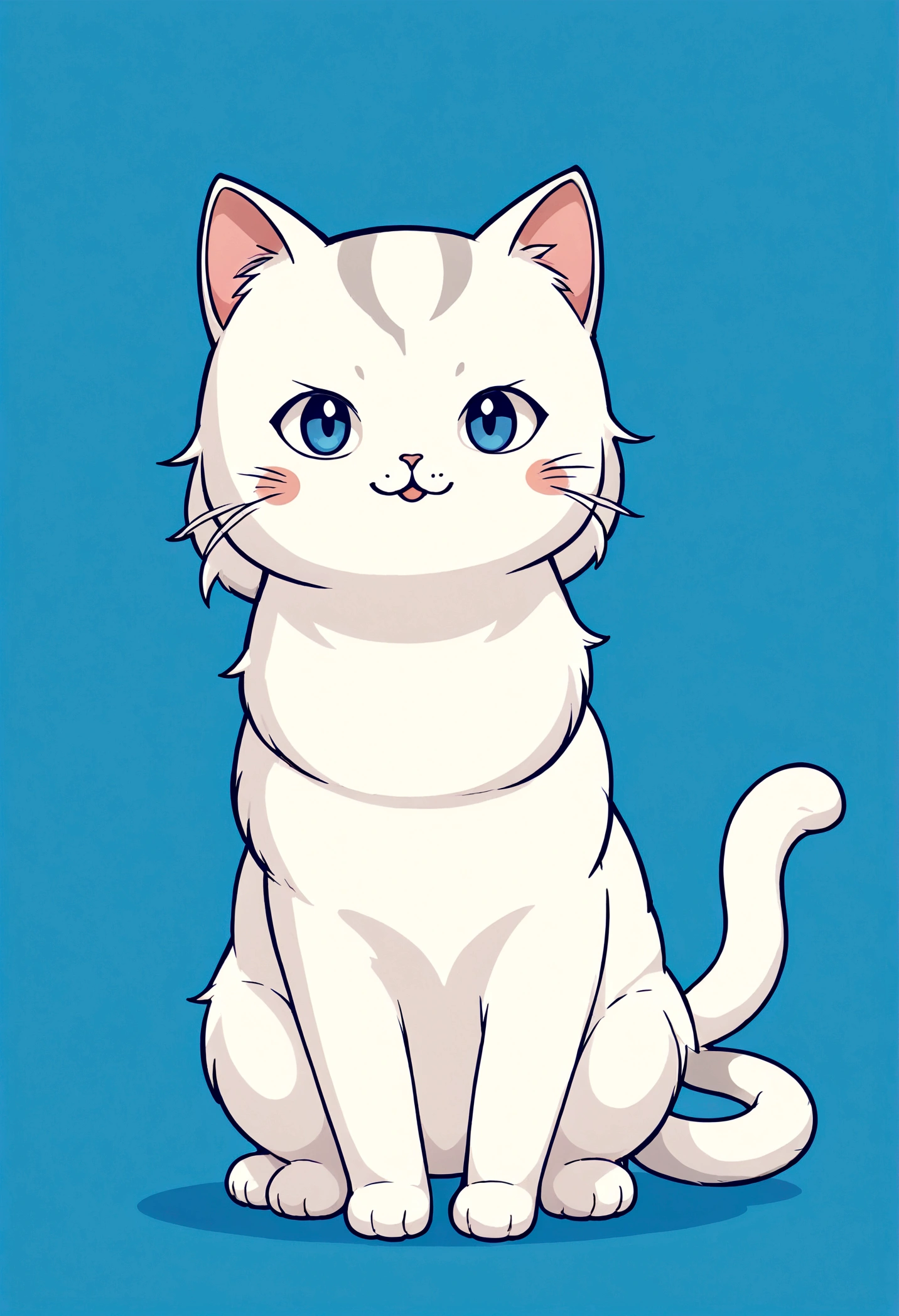 In the style of TOK, cute cat, thumbs up, comic, comic style, looking at the viewer, smiling, simple background