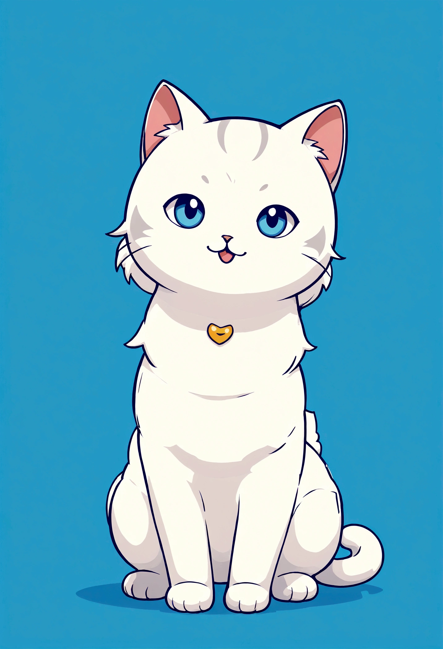 In the style of TOK, cute cat, thumbs up, comic, comic style, looking at the viewer, smiling, simple background