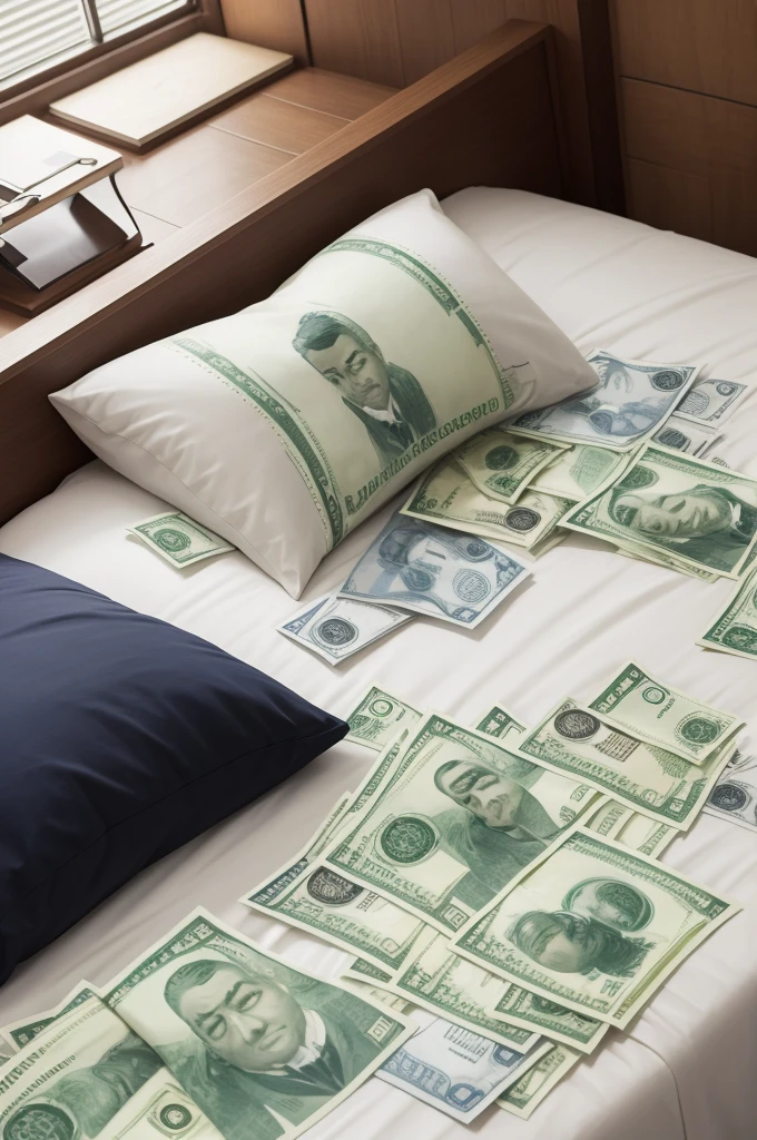 Bed full of money more than 100 bags on all sides banknote in Brazilian real