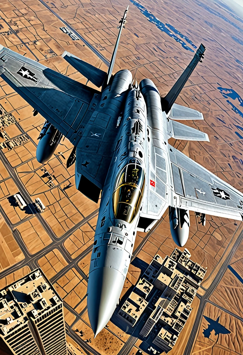 Dynamic Angle, masterpiece, Award-winning works, F-18 Tomcat jet, Flying low, Super detailed, Complex, Poster, amazing, Super detailed, Complex details, Ultra-high resolution