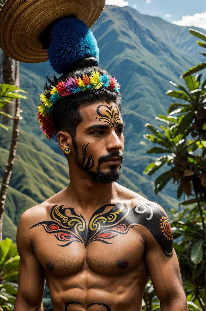 Body art about the Colombian Andes and its animals, for a carnival proposal