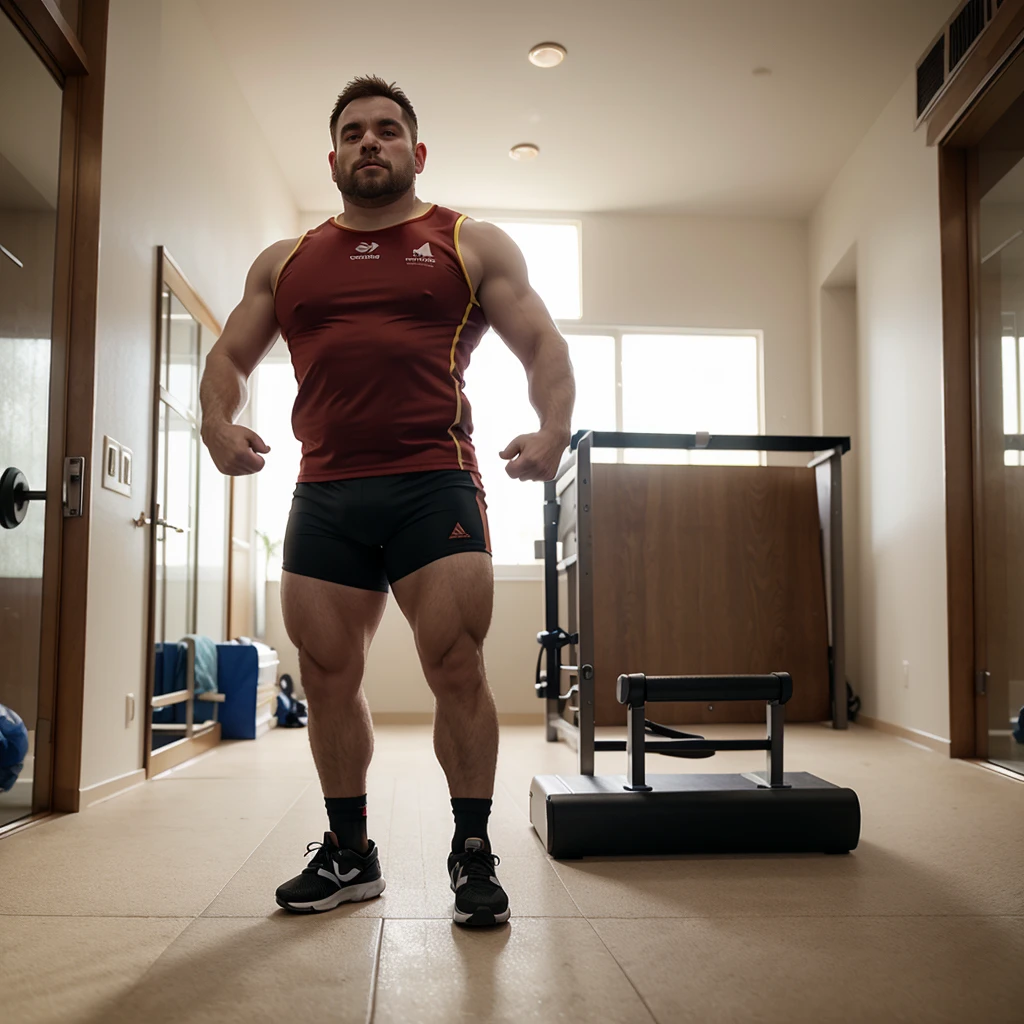 dwarfism man full body , sport outfit, realistic 16k, hd
