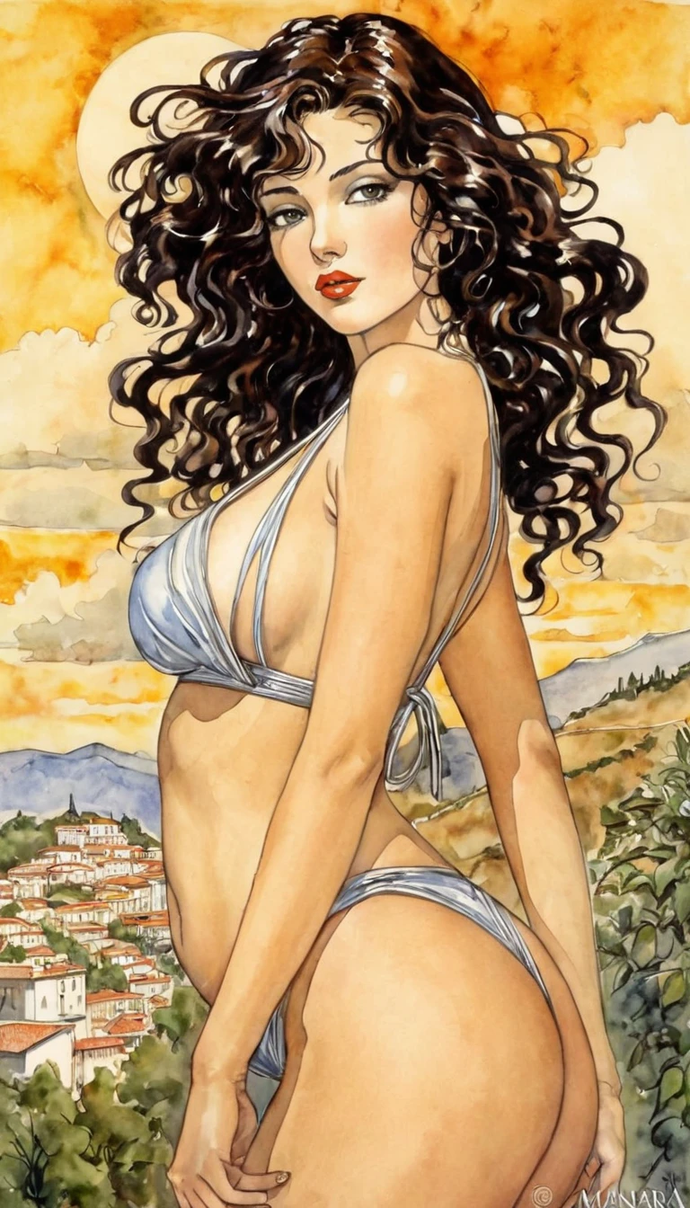 (art inspired by Milo manara ). oil painting)