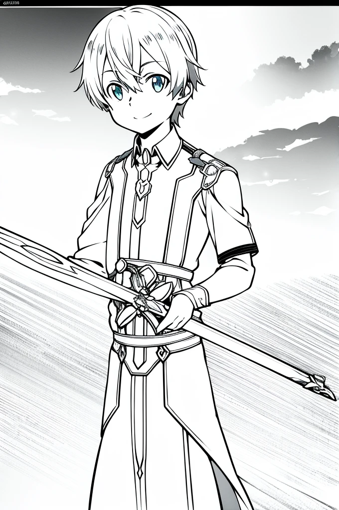 eugeo sword art online, looking at viewer, boy, masterpiece, smiling, high quality, 4k