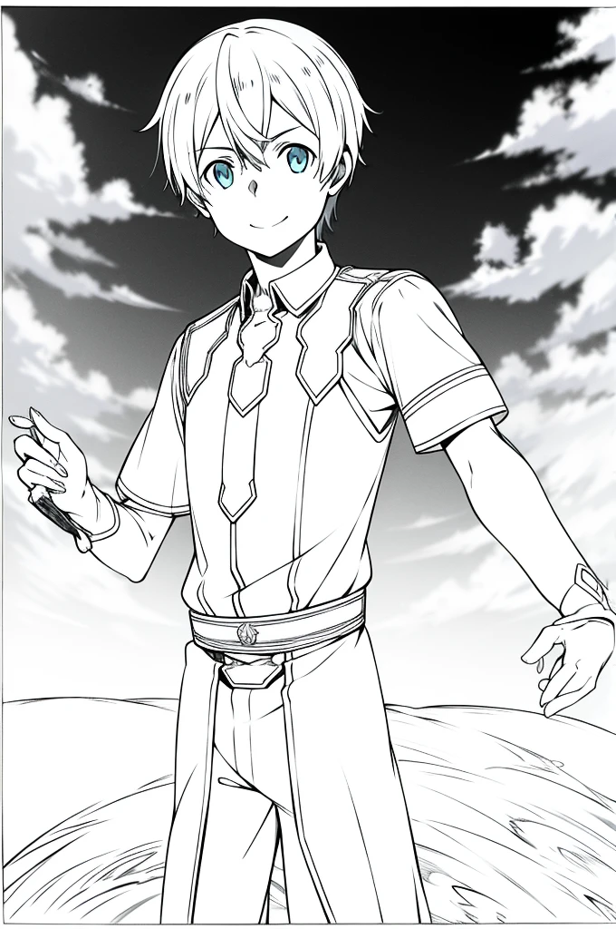 eugeo sword art online, looking at viewer, boy, masterpiece, smiling, high quality, 4k