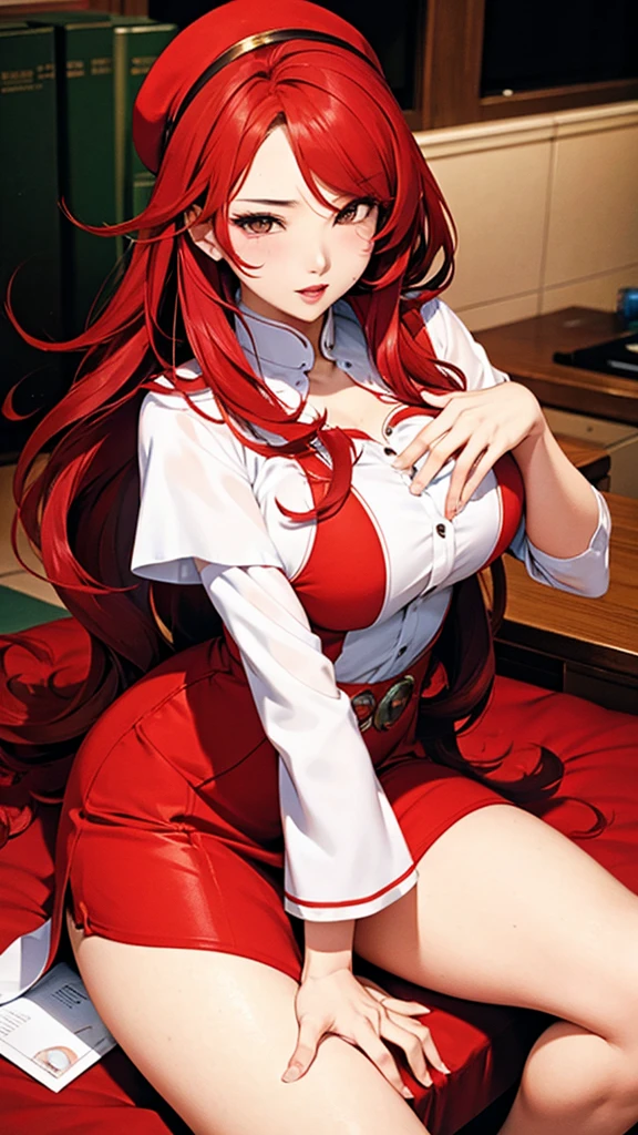 sensual asian woman, アニメ, Higher quality, woman opens her legs, redheadwear, Red hair