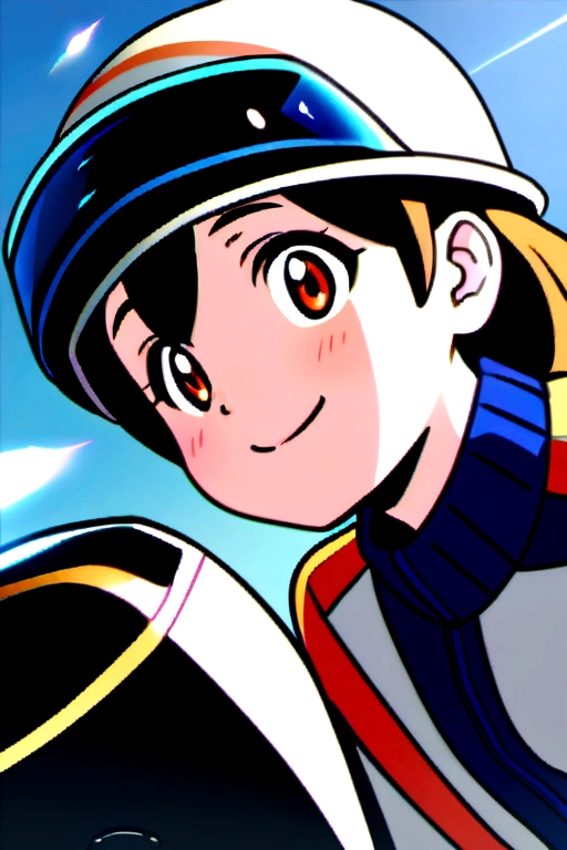 8K, Very cute Japanese 12 year old , Shortcuts, Motorcycle Racing Suit, smile