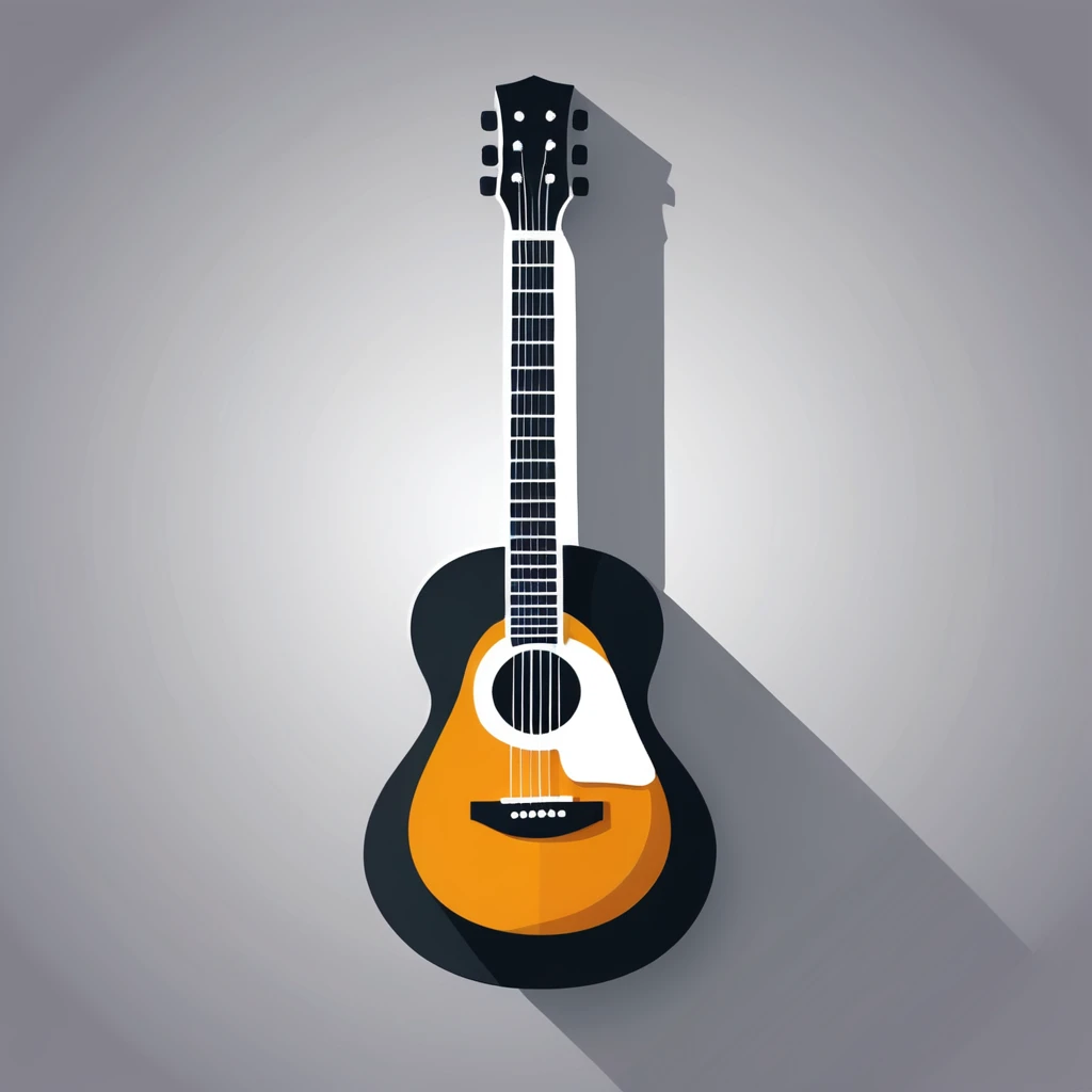 a guitar, 2d minimalistic icon, flat vector illustration, digital, smooth shadows, design asset