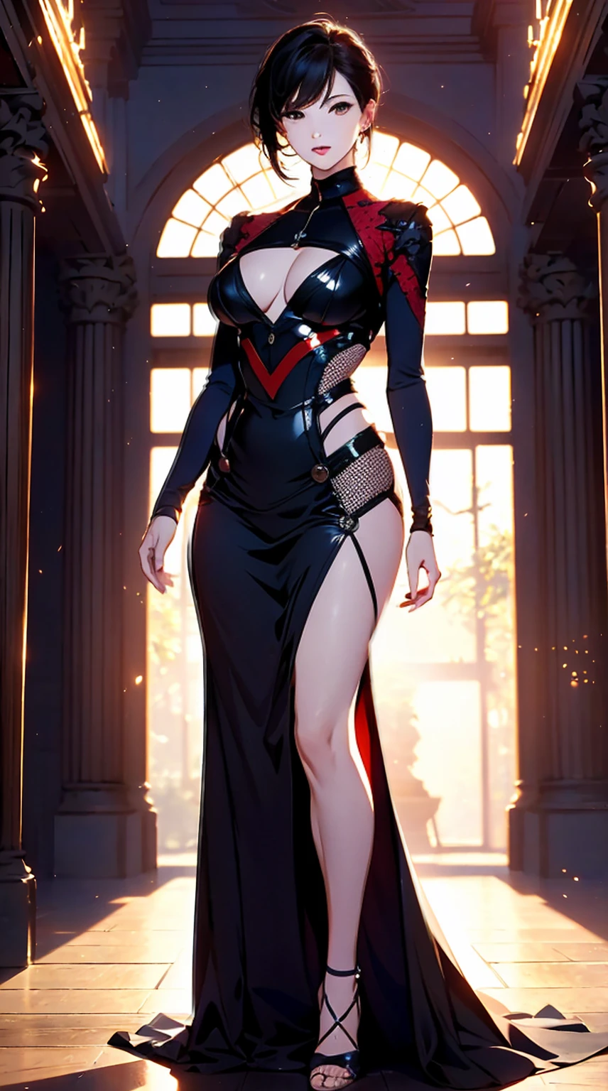 ((Full body photo, standing, feet on the floor)) (Award Winning Digital Artwork: 1.3) of (Sketch: 1.3), (Vibrant: 1.3) Spidey, EmmaRob, CGSociety, ArtStation, (Saturation: 1.3), (Close Portrait: 1.3), (Female: 1.4), (beautiful: 1.4), (charm: 1.3), handsome, calendar pose, perfect detailed eyes, studio lighting, themed background