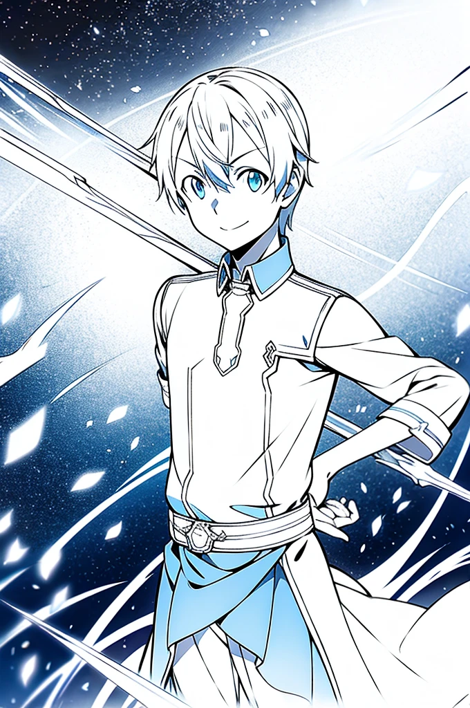 eugeo sword art online, looking at viewer, boy, masterpiece, smiling, high quality, 4k, no background, white background