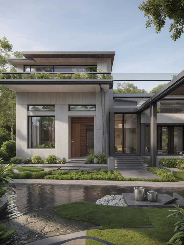((best quality)), ((masterpiece)), (detailed), perfect face, ((Masterpiece)), (best quality), (ultras Realistic), 8k, Raw photo, a rendering of a modern house with vietnamese roof anh brick yard , realistic garden, contemporary house, exterior design, wide establishing shot, modern house, in style of simplified realism, concept house, realistic building, front elevation view, wide angle exterior 2022, inter dimensional villa, building facing, sharp focus ilustration hq, modern style, realistic establishing shot, concept house, wide angle exterior 2022, precise architectural rendering, inter dimensional villa, award-winning render, front-view, mid-view, detailed rendering, architectural render, architecture render, modern house, architectural visualization, realistic architecture, insanely detailed rendering, exterior , trees landscape, sky wood paneled ceiling, a rendering of a modern house with a garden, precise architectural rendering, high quality rendering, award-winning render, professional render, beautiful 3 d rendering, beautiful rendering, architectural rendering, a photorealistic rendering, luxcore render, stunning render, an award winning digital render, beautiful rendered, high-quality render, architectural 3 d render, artistic render, a view of a garden with lots of flowers and plants, in a cottagecore flower garden, cottagecore flower garden, lush flowery outdoors, garden with flowers, flower garden summer morning, lots of plants and flowers, lush garden surroundings, lush chic garden, with a french garden, lush plants and flowers, home and garden, garden at home, homes and gardens, permaculture, with a garden, sustainable architecture, gardening, green house, homes and garden magazine, beautiful house on a forest path, vegetal architecture, a rendering of a modern house with a small balcony and a bancony , precise architectural rendering, modern house, contemporary house, concept house, street,