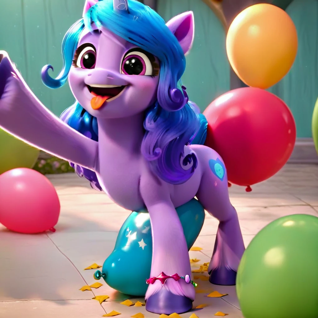 score_9, score_8_up, score_7_up, score_6_up, score_5_up, score_4_up, 
female, Izzy Moonbow, solo, looner, nonpop, balloon nonpop, detailed background, party, selfie, fanservice, plot, balloon fetish, balloon support, 3d, hd, 4k, solo,
safe, rating safe,
spread legs, plot, blowing up balloons, balloon blowing, wide hips, arched back, overinflated balloon, tight balloon, necked balloon, translucent balloon, white star print on balloon, balloon inflation,
motion blur, bouncing, squeaking, noisy, loud,
My Little Pony: Make Your Mark, My Little Pony: A New Generation, cinematic, dynamic angle, depth of field, bloom, subsurface scattering