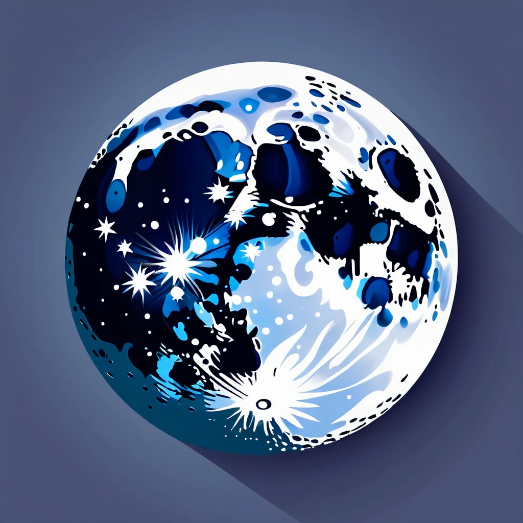 a moon, 2d minimalistic, flat vector illustration, digital, smooth shadows, design asset, without shading