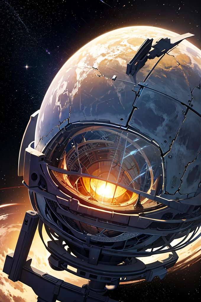 a derelict Dyson Sphere floating through space