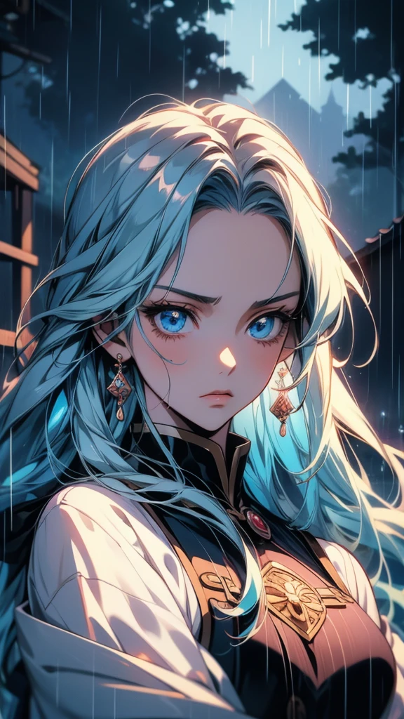 in the rain、Anime girl with blue eyes and long hair, by Yuumei, Beautiful anime portraits, 2D Anime Style, in the rainの涙, Sad blue eyes, Avatar Image, Shining blue eyes, Anime Shōnen, Anime style portrait, inspired by Okumura Masanobu, Beautiful anime style, Anime Moe Art Style, Anime art style