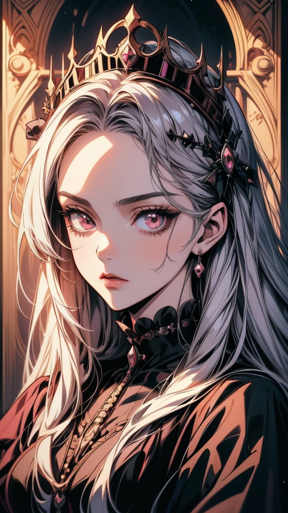 Close-up of a woman with a crown on her head, Gothic Maiden Anime Girl, Gwaiz, Detailed Anime Character Art, 1 7 year old anime goth girl, Detailed anime artwork, Detailed anime art, Beautiful anime portraits, clean Detailed anime art, Stunning Anime Face Portraits, Detailed digital anime art, Detailed portrait of an anime girl, Artbook artwork