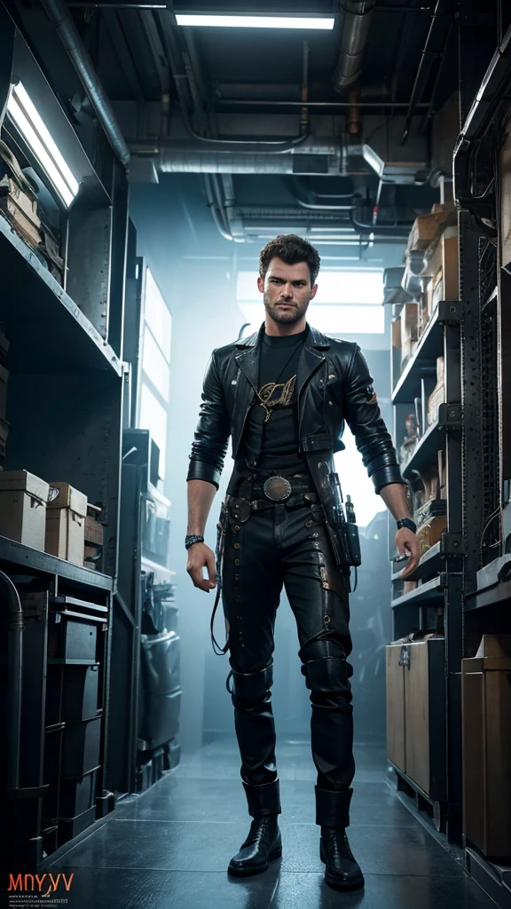 Jamie dornan, full body cyborg| full-length portrait| detailed face| symmetric| steampunk| cyberpunk| cyborg| intricate detailed| to scale| hyperrealistic| cinematic lighting| digital art| concept art| mdjrny-v4 style