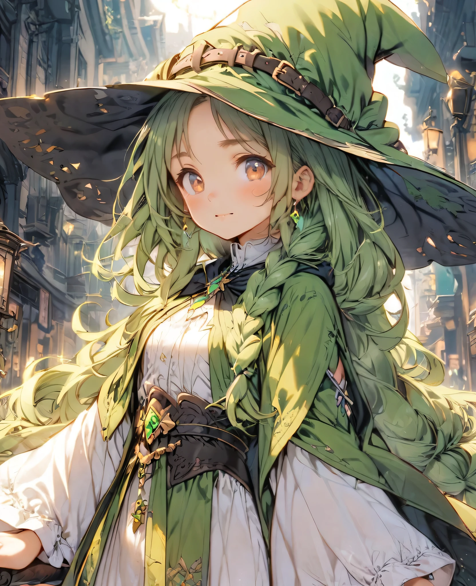 Green Hair Braid Wizard Modest chest Robe Petite