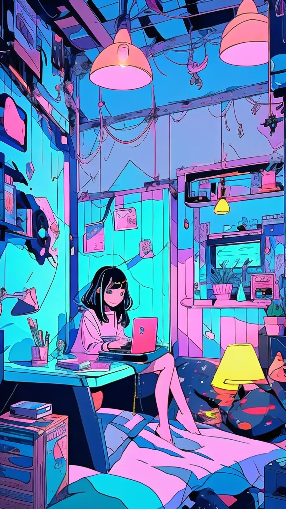 
cartoon girl sitting at a desk with a laptop computer, cartoon style illustration, digital anime illustration, in the art style of bowater, in style of digital illustration, illustration style, beautiful illustration, cute detailed digital art, beautiful digital illustration, stunning art style, trending on artstration, proffesional illustration, cute digital art, procreate illustration, beautiful drawing style