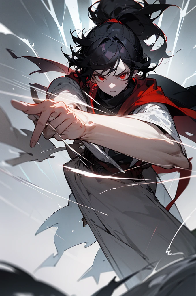 ((highest quality, masterpiece, 4k, finely detailed, detailed eyes, detailed face, intricate details, gelbooru, pixiv)), warm lighting, idol, super idol, super model ((solo)), 1 male, ((male)) (handsome, masculine, adult man, broad shoulders, tall guy, thin body), ((black hair, messy hair, short hair, bangs)), light skin, sharp features, (elf ears), ((baggy clothes, oversized clothes)), ((demon horns color fading from black to red)), ((sharp eyes, red eye color, tired expression, looking at viewer)), dynamic pose, city background, night sky, moon night, turtleneck sweater, loose pants, oversized parka
