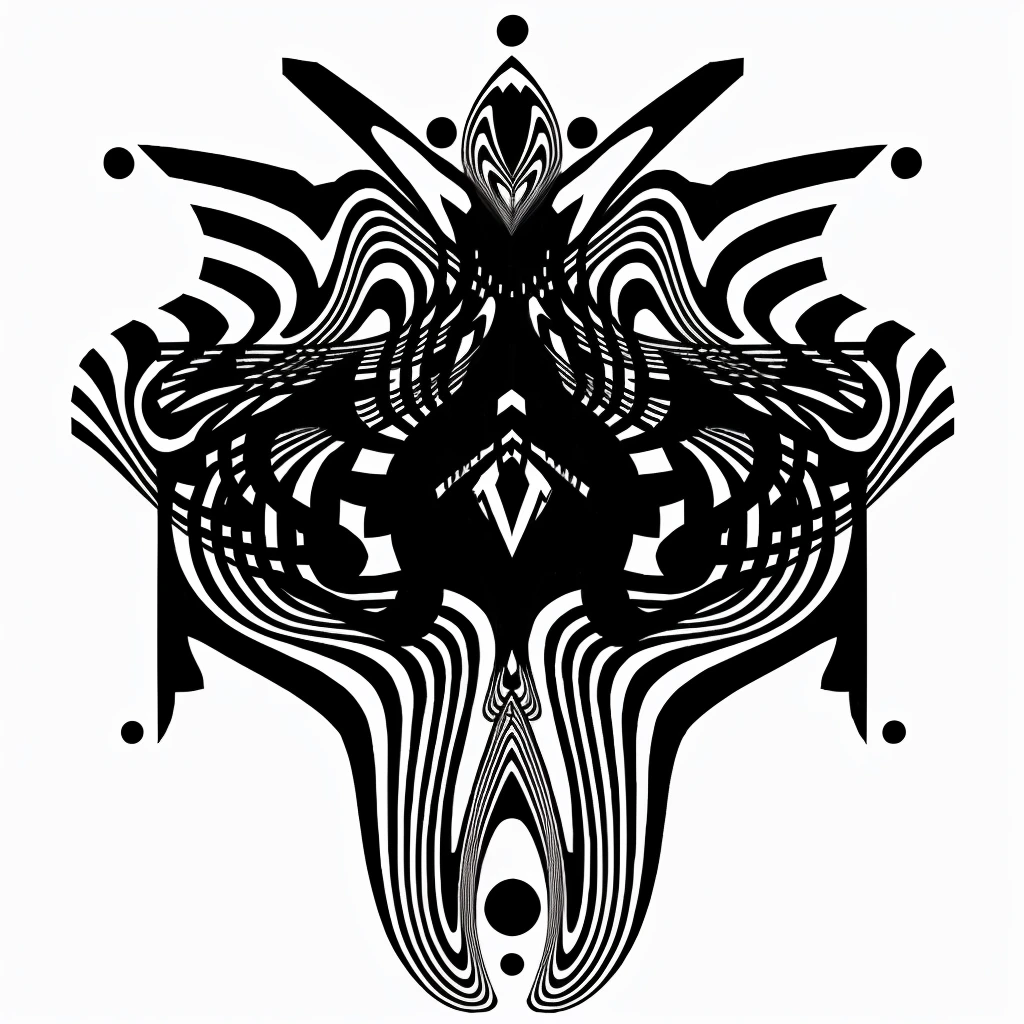 black and white with a stripe pattern, black and white vector art, abstract hidden epic composition, symmetrical cloaked figure face, black line art sobre branco, black and white line art, abstract illustration, intense black line art, line art illustration, intense line art, symmetical face, black line art, line vector, Symmetrical digital illustration