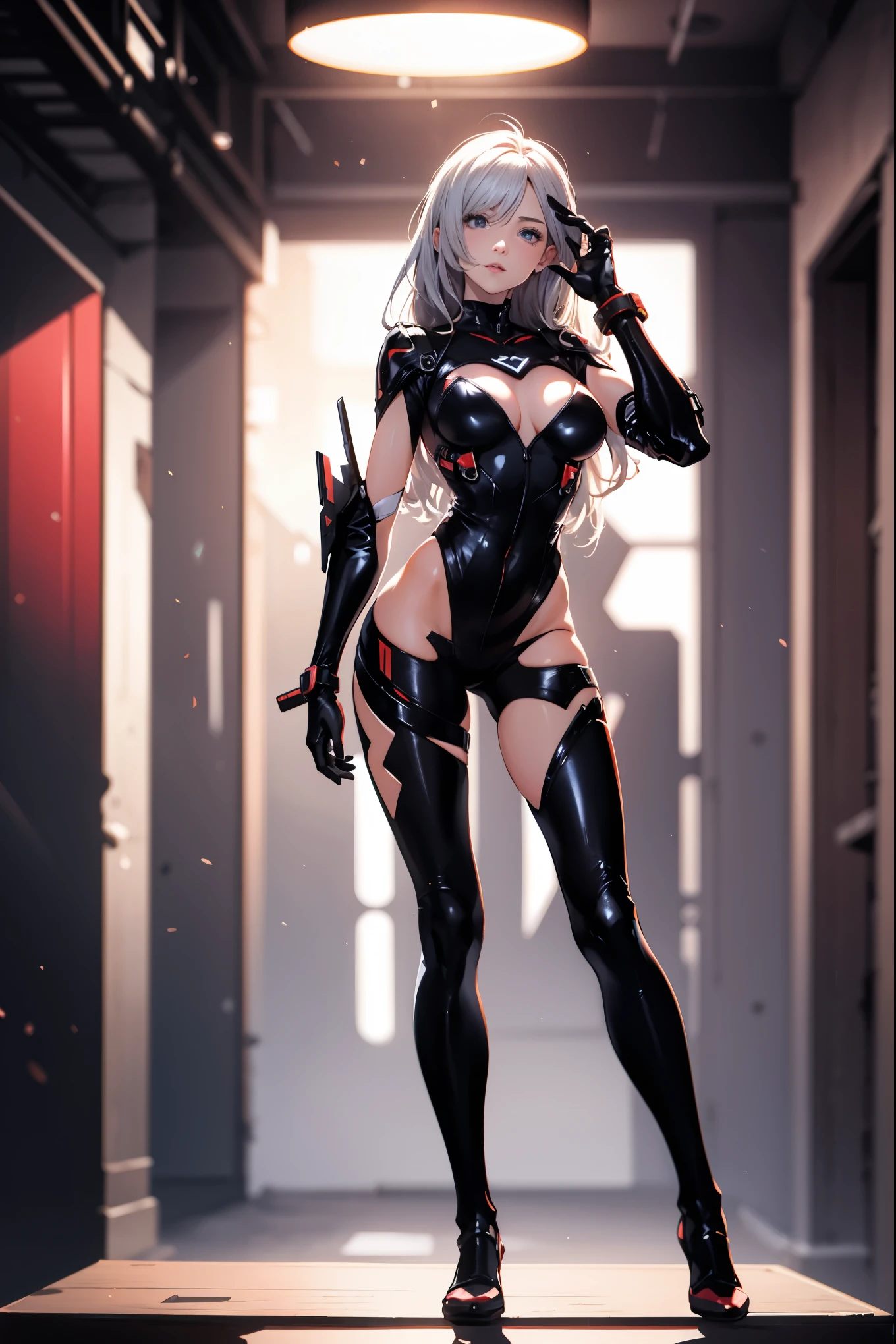 (((full-body shot))) (((Young woman))), ((best quality)), ((On the table)), (detailed: 1.4), (absurd), 17 year old adult woman wearing Simon Bisley style micro thong, Genesis New Movie Neon Style Costumes, Two-piece costume, Silver long hair, Arm tattoo, Cybernetic Hand, Pastel, Center, Scale to Fit, nffsw (High Dynamic Range),Ray Tracing,nvidia RTX,Super Resolution,Unreal 5,Underground diffusion, PBR Textures, Post-Processing, Anisotropic filtering, Depth of Field, Maximum clarity and sharpness, Multi-layered textures, Albedo and Specular Maps, Surface Shading, Accurately simulate light and material interactions, Perfect proportion, Octane Rendering, Two-color lighting, Large aperture, Low ISO, White Balance, Rule of Thirds, 8k pantyhose,