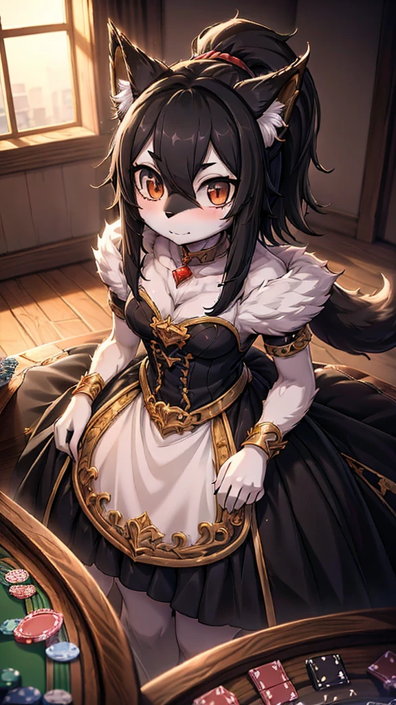 Close-up above the waist，Half side，Poker face狼女孩，Personification狼女孩，Female wolves，Personification，furry，hairy，fuzzy，Body hair，short hair，Dark Skin，Dark Skin，Dark Skin，Dark Skin，Noble clothing，Dress，Dress，晚Dress，grace，Poker face，Poker face，Poker face ，Black hair，全身灰Black hair，Dark Skin，Dark skin，Black hair，Ponytail，Long hair，Poker face，贵族Dress，big ear，Wolf Ear Girl，Wolf Tail，cute，Poker face，Cold three no girl，Poker face，****，grace，Slender figure，Girl-like wolf girl，flat chest，Light and Shadow，indoor背景，indoor，cute，Poker face，cool girl，poker face，Princess dress