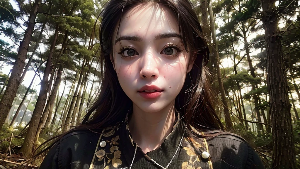 (1girl), Gorgeous and fantastic portrait, Printing possible, 8K,  (smoother lighting:1.05), (increase cinematic lighting quality:0.9), (detailed forest: 1.4), (bloom:1.1), looking down to viewer, deep eyes, glare eyes, (women play Drums), ((cinematic light)), (sadistic face), (detailed fire background of totally destroyed forest: 1.4)