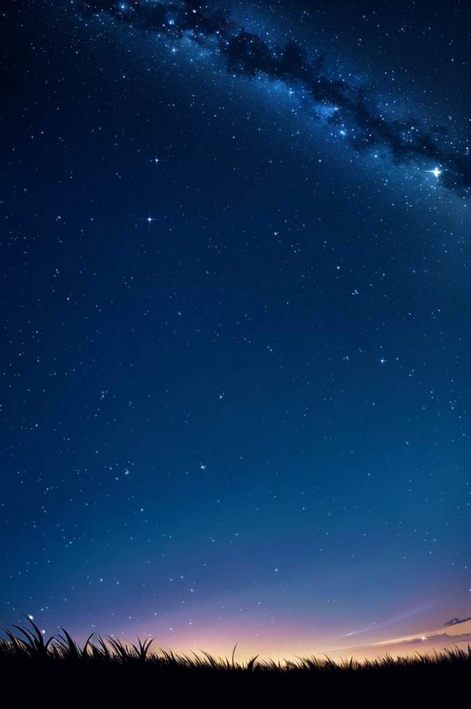 starfall sky, grass, beautiful night sky, wallpaper, masterpiece, 4k