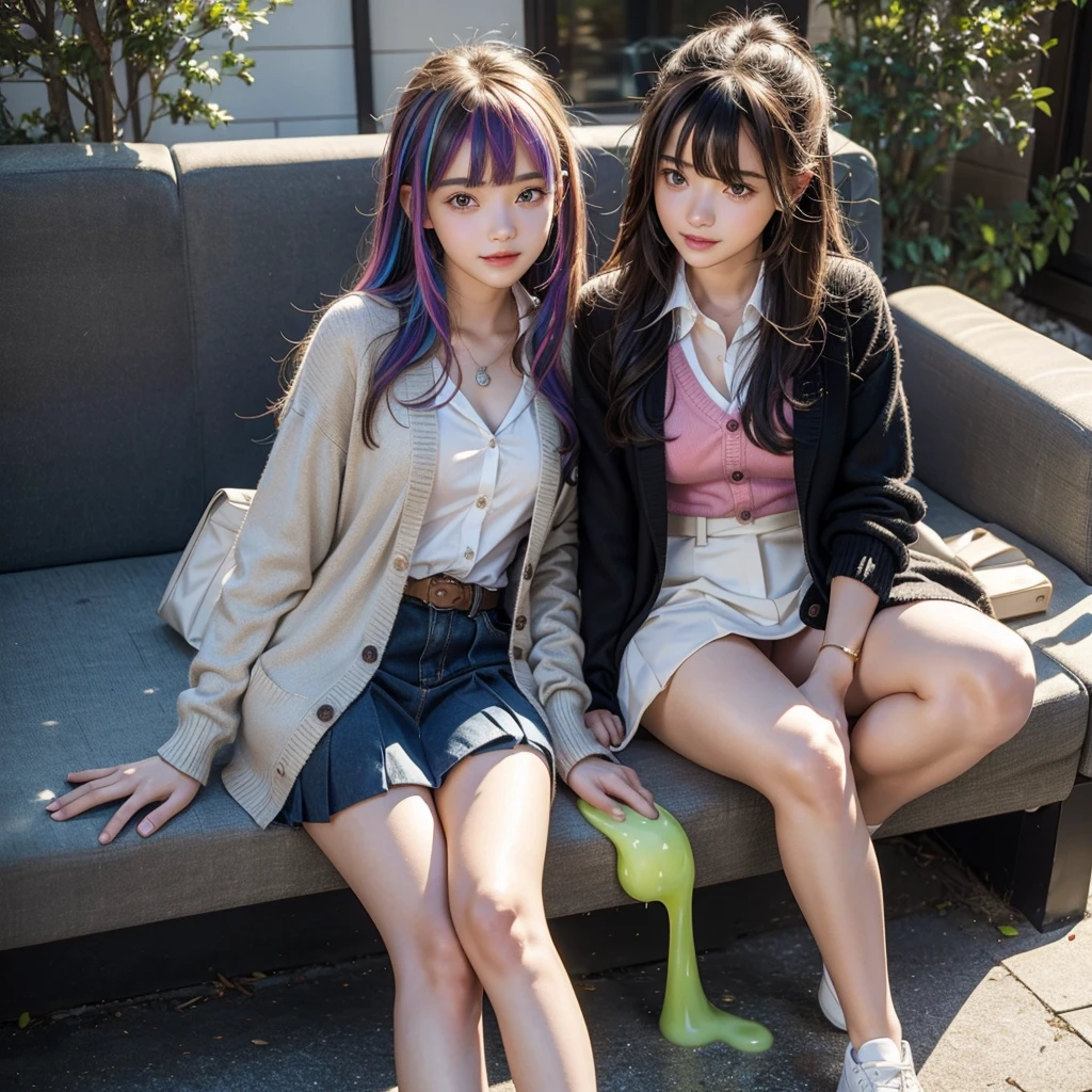 middle School girls，smile，Beautiful girls，The best quality to get you horny，Put your feet on the slime、Girls to play，Multi-colored hair，Perfect Girl，Super cute girl，uniform，blazer，School festival，Wearing a cardigan，Long Hair、She has her bangs down，Angel，Ultra HD，Young girl，???，Naughty Girls，Full body image，Absurd，Beautiful girls，