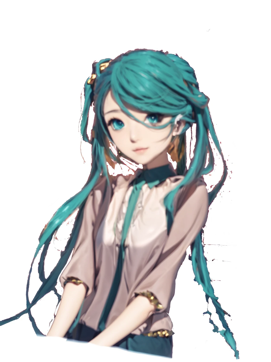 ((Masterpiece)), (best quality), (very detailed), ((very detailed)), 4k, (8k),2 girl,Hatsune Miku,  girl with long green hair and blue eyes, miku, mikudayo, hatsune miku, hatsune miku face, hatsune miku portrait, portrait of hatsune miku, hatsune miku short hair,  girl with teal hair, vocaloid, visual novel sprite, wataru kajika, rin, sona is a slender, rimuru