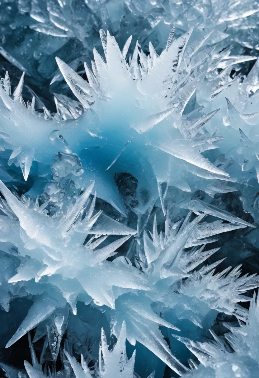 Chaotic and rugged ice texture